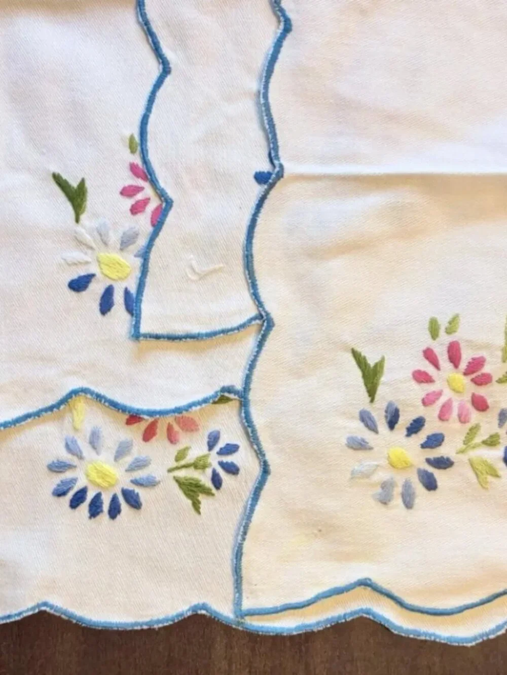 Vintage Embroidered Cotton Handkerchiefs